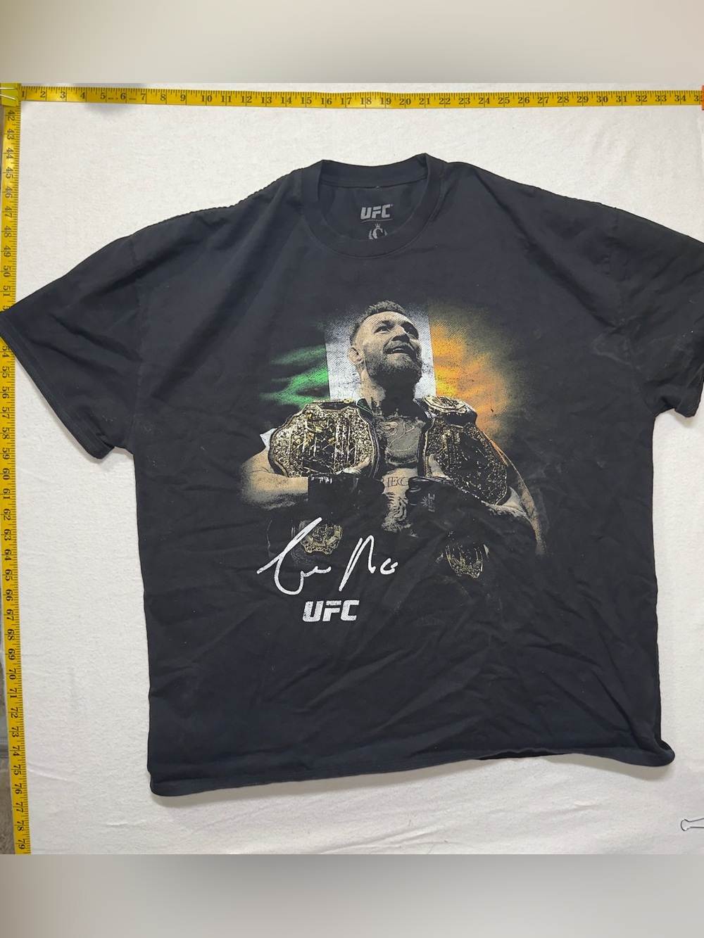 UFC Black Graphic Champion Belt Short Sleeve Shirt Connor McGregor signed auto